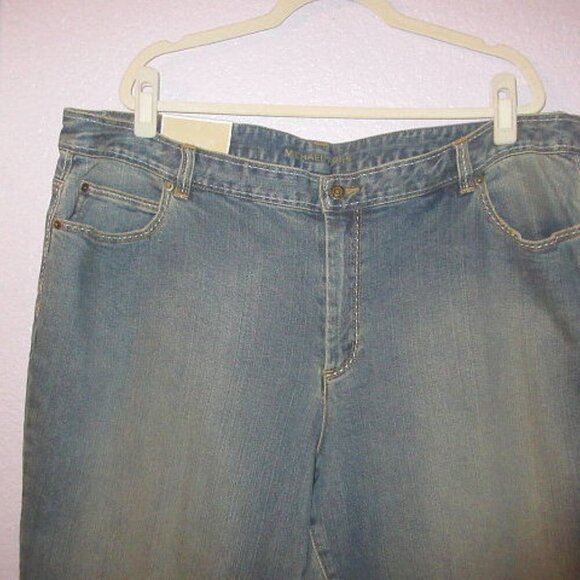 Michael Kors Wide Leg Jeans Plus Size 22W Stretch Denim High Rise Greenwich NWT - Picture 2 of 12